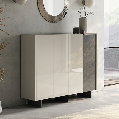 Modern Light Gray Solid Wood Accent Cabinet