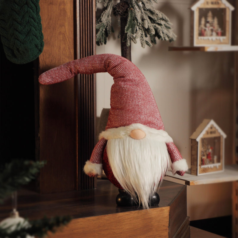 26" H Christmas Santa Gnome with Warm White LED Lights and Timer, 29" H x 11" W x 9" D
