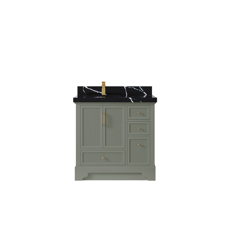 Ensemble de meuble-lavabo simple 36 po Colisa, Or Calacatta