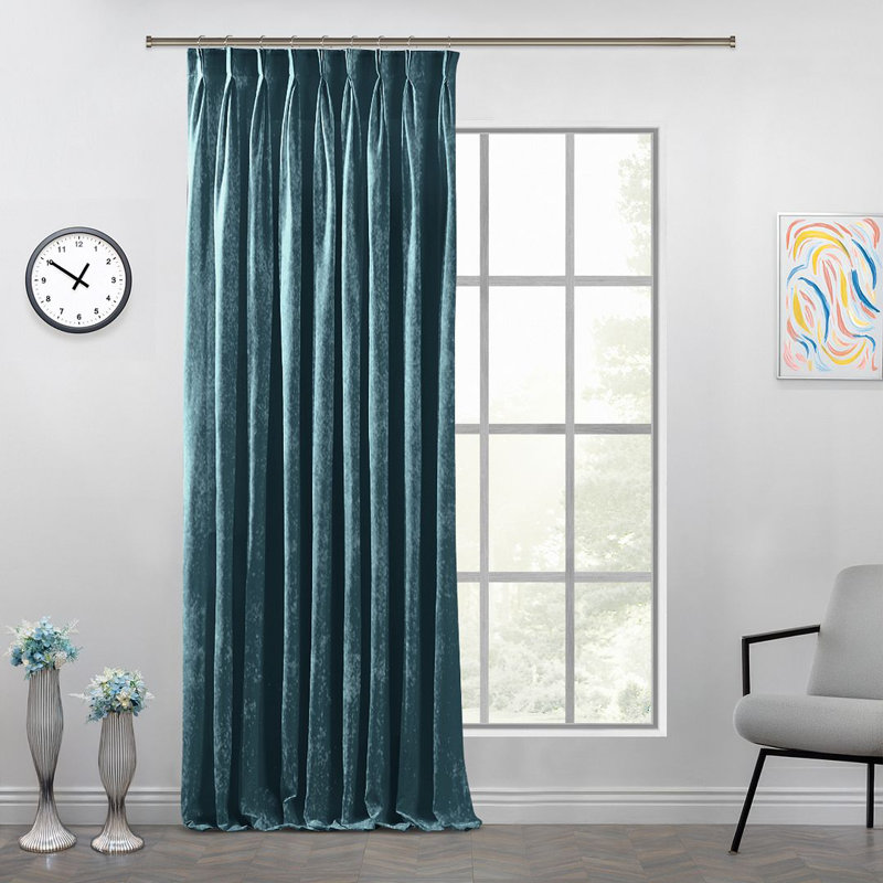 Room Darkening Single Curtain Panel, Dark Blue, 130cm Width x 400cm Drop