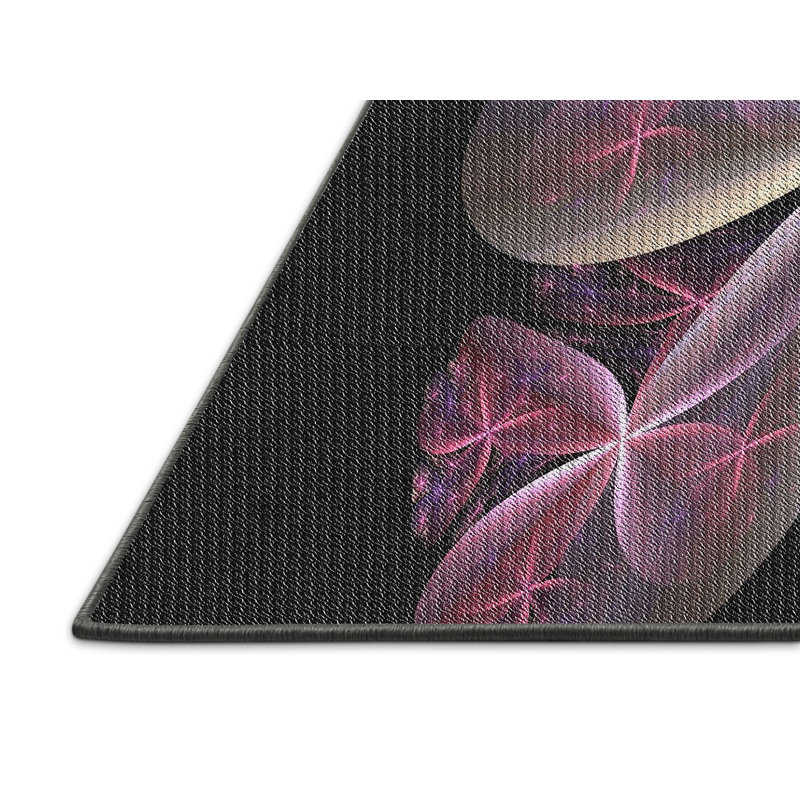 Tapis noir/rose à tisser électrique, Rectangle 6 pi x 9 pi