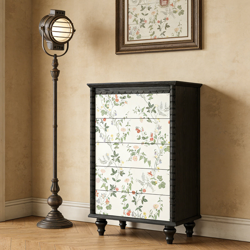 Commode d'entrée Mid-Century en bois massif, Noir