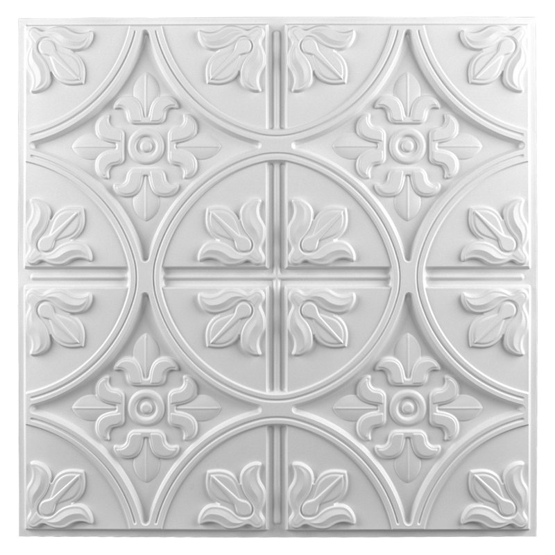 2 Ft. X 2 Ft. Glue-Up or Drop-in PVC Ceiling Tile,Waterproof PVC Panels for Interior Decor, White
