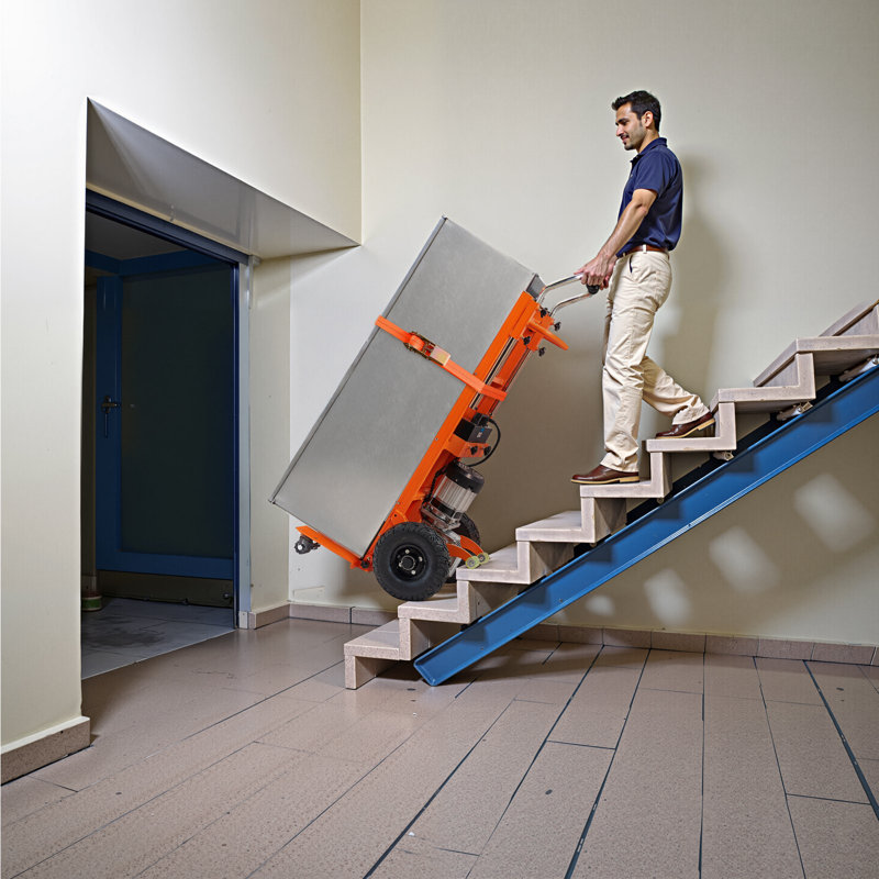 Chariot électrique d'escalade, 880Lbs, chariots électriques d'escalade avec corde de 157,5 po et poignée extensible, grimpeur robuste pour entreposage, déplacement de meubles (orange)