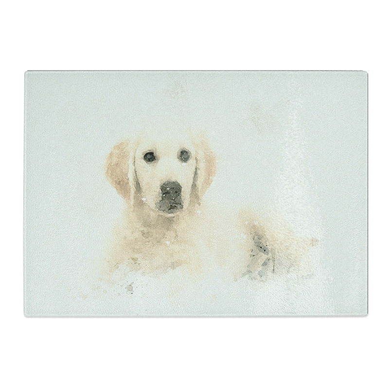 Tempered Glass a Retriever Puppy Chopping Board, 28.5 cm W x 20 cm L