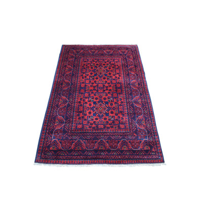 Tapis oriental rouge en laine noué à la main 3 pi 3 po x 5 pi 0 po - MOA10267961