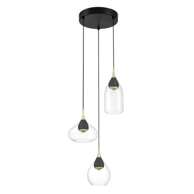 Luminaire suspendu géométrique en grappe à 3 lumières Demetra