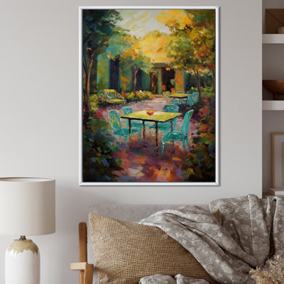 Impression romantique sur toile, "Romantic Picknick In Luscious Italian Garden I"