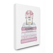 Amanda Greenwood Canvas Prints - Book Shelf Full of Rose Gold, Grey, and Pink Fashion Books ( Fashion art) - 18x26 in