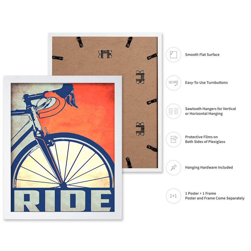 Faire du vélo, Poster, 24"H x 32"W, White Framed