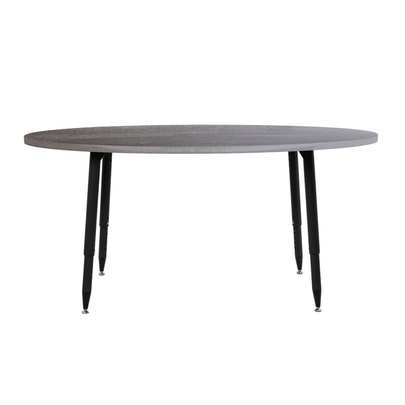 Table d'activité Adapte 30 x 60 ovale en grain de bois avec pieds ajustables, Bois gris, Noir