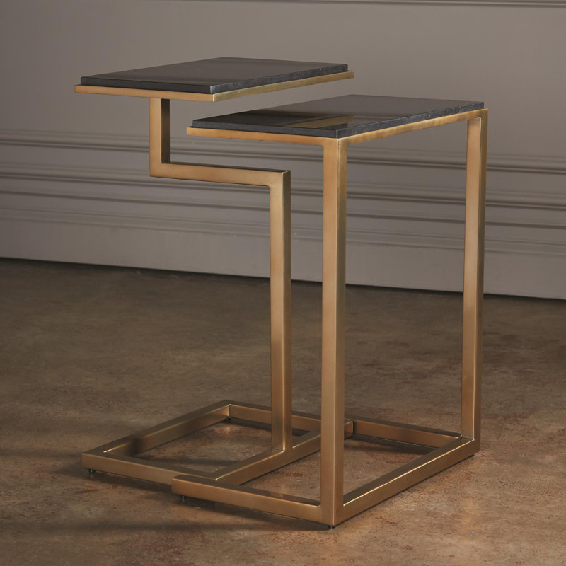 Marble Nesting End Table, Brass