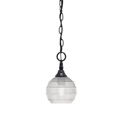 Mini-luminaire suspendu suspendu en chaîne avec verre côtelé transparent de 6 po