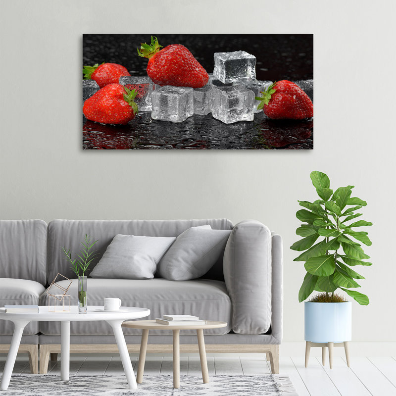 Strawberries with Ice 1 Piece Wall Art on Canvas
