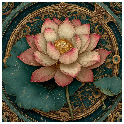 Intricate Lotus Illustration Shower Curtains Extra Long