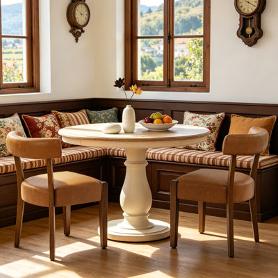 Mid-Century Modern Dining Chairs Brown Faux Leather Upholstered Wood Frame Kitchen Chairs