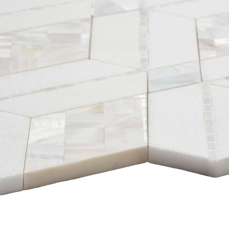 Diana 10x10 Diamond Polished Marble and Pearl Mosaic Tile, White