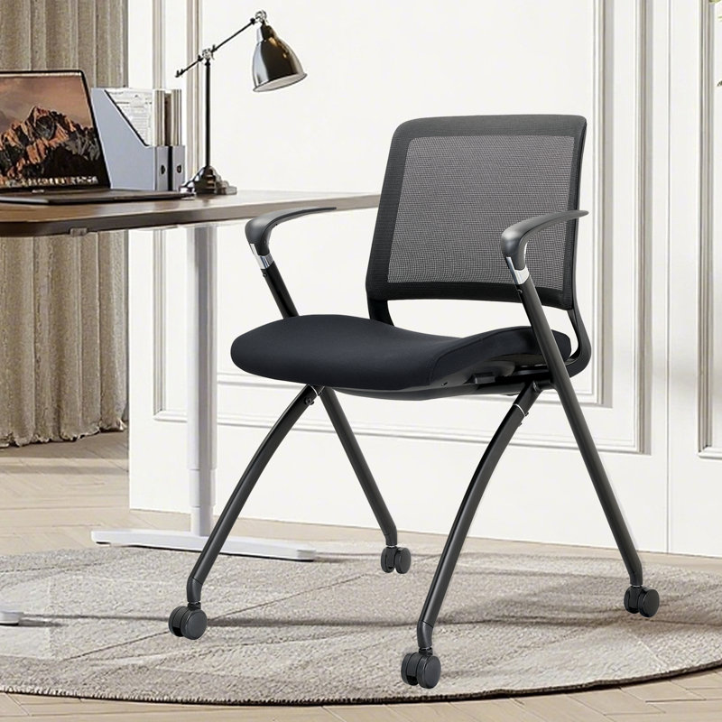 Chaise de bureau noire pliable, conception ergonomique pour le bureau et la maison