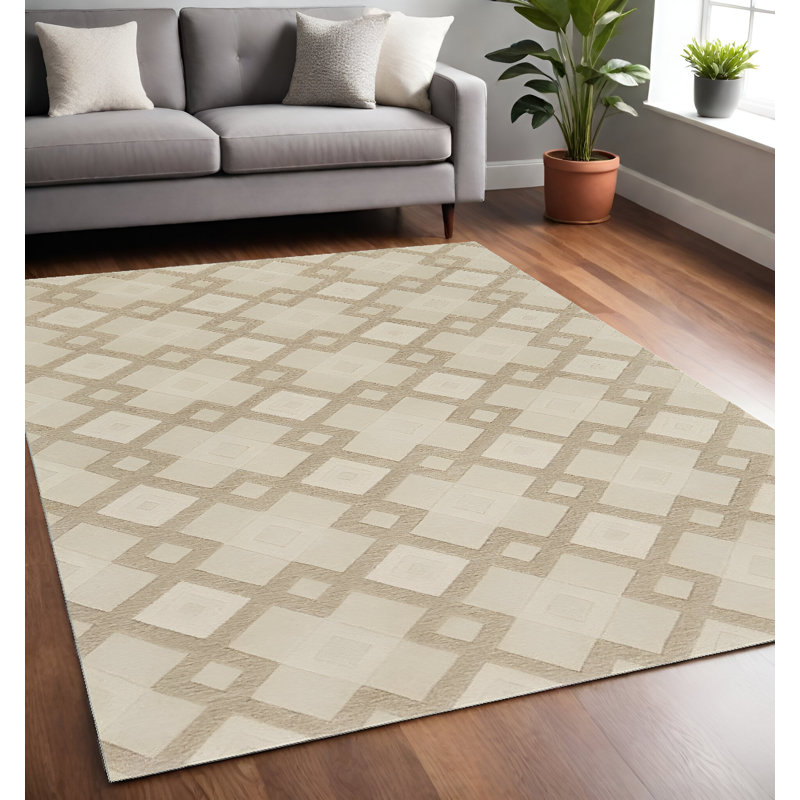 Tapis ivoire en laine 5 po x 8 po