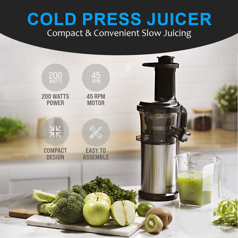 moRollio Cold Press Juicer; Powerful 200W Slow Masticating Juicer Machine