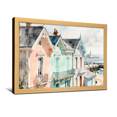 Art pittoresque, maisons colorées au bord de la mer