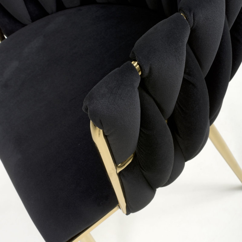 Aarnoud 48cm H Upholstered Side Chair, Black Velvet 