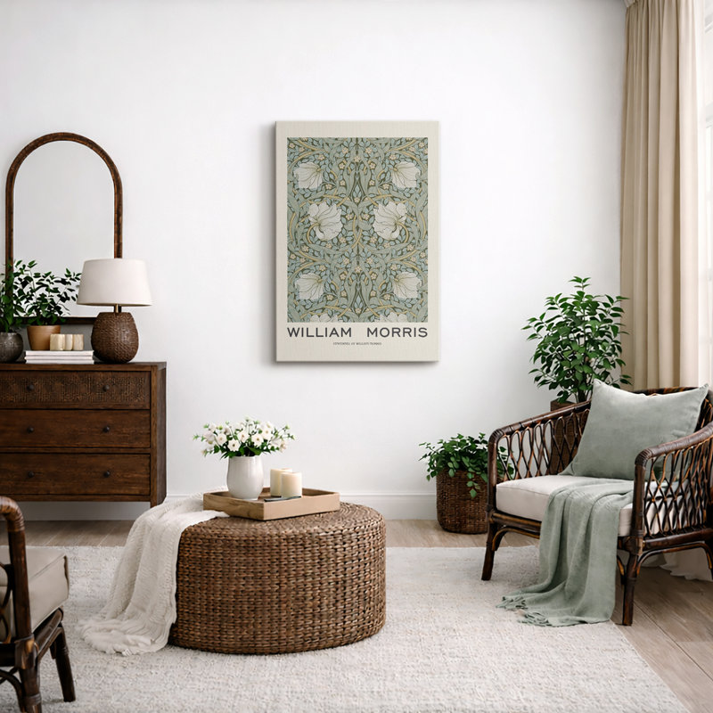 «Classic Pimpernel Flower Abstract Floral and Botanical» par William Morris, reproduction d'art sur toile encadrée