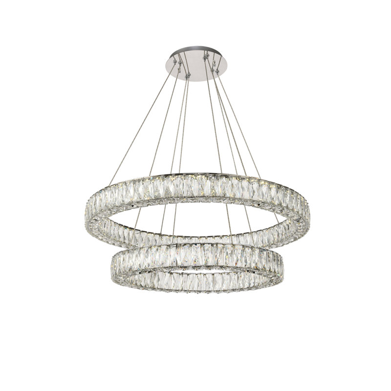 Lustre ovale en cristal 2 lumières Steveson, H 12 po x l 31,50 po x P 31,50 po, Chrome