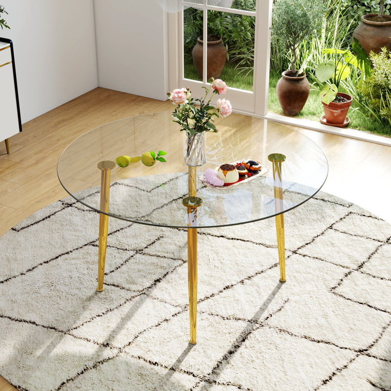 Table ronde en verre trempé transparent 47 po