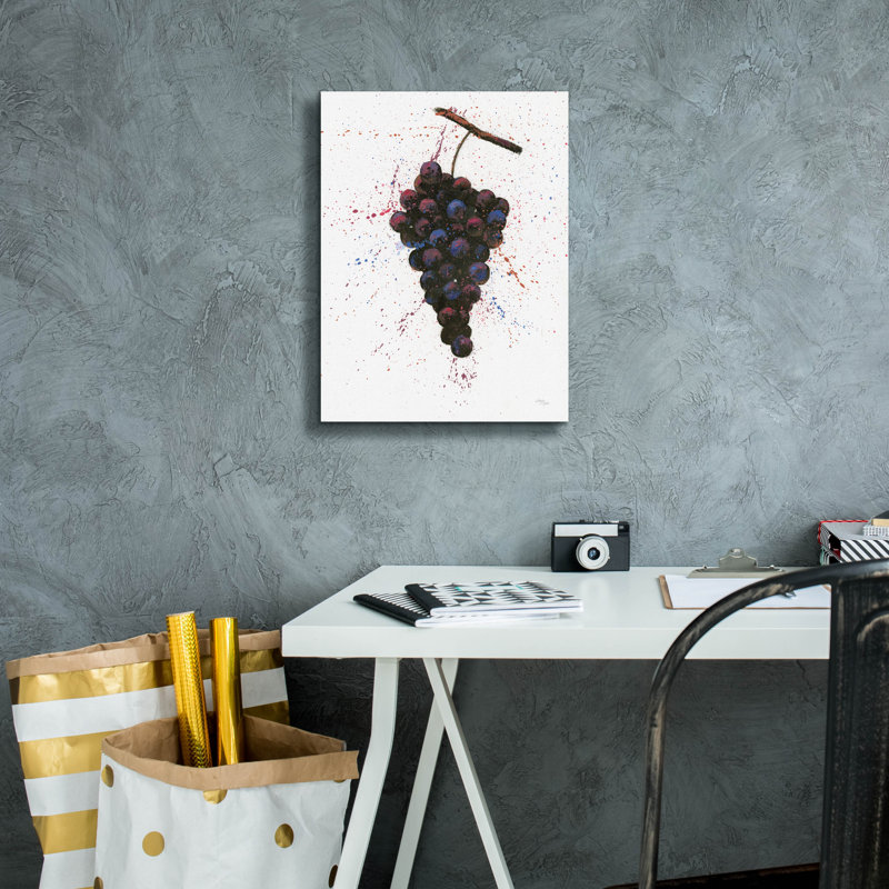 Art mural sur toile Winston Porter «Wine Splash Grapes Mauve» par Wellington Studio, H 16 po x l 12 po x P 0,75 po