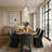 79" Oval Dining Table Set For 8, Modern Wood Grain Dining Room Set With Upholstered Dining Chairs-1753375711