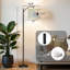 Lampe sur pied arc avec abat-jour réglable Mignon bébé panda jouant une fleur de style chinois Lampe sur pied géante