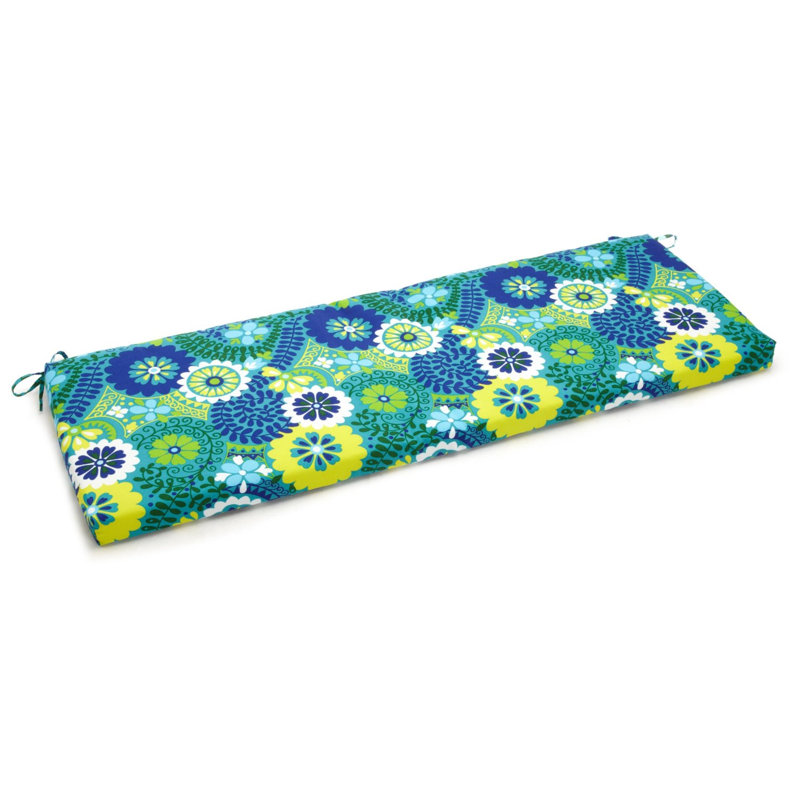 Outdoor 3'' Bench Seat Cushion, 3.5" H x 63" W x 19" D, Luxury Azure Floral