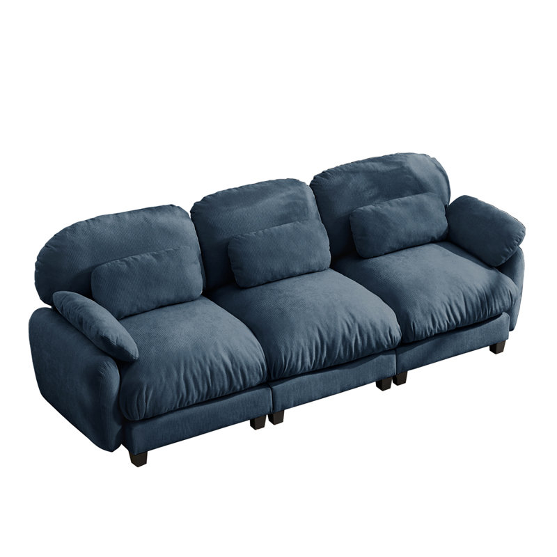 Canapé modulable moderne 3 places pour salon, Blue Chenille