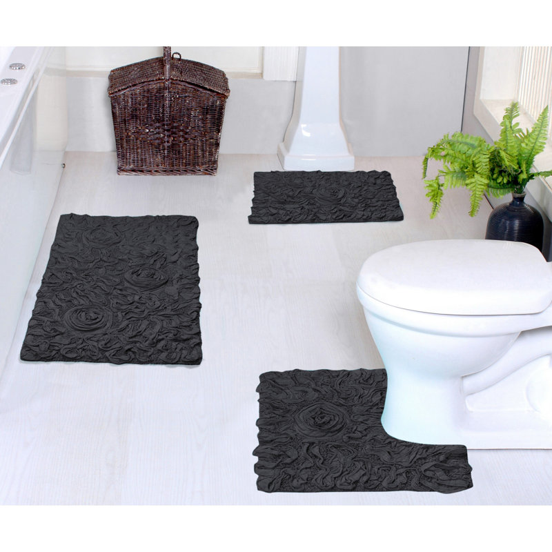 Ensemble de tapis pour salle de bain Freida, gris