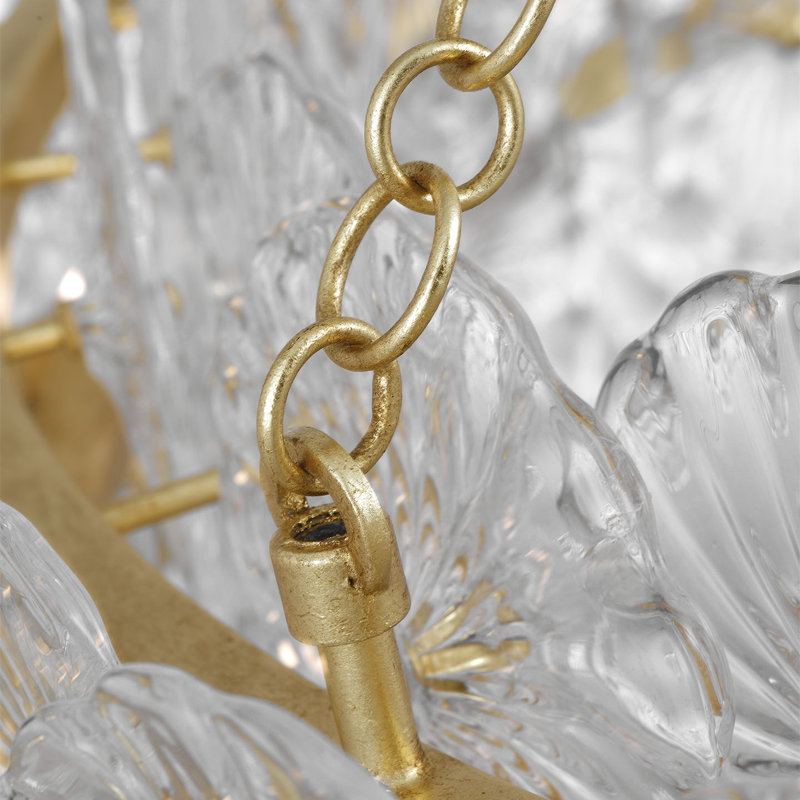 Julie Neill Gianna 36" Ring Chandelier with Clear Glass, Clear, Gold
