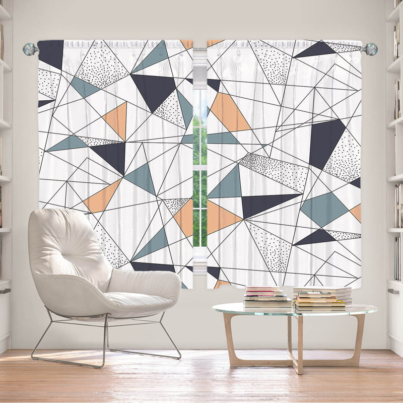 Ensemble de 2 rideaux doublÃ©s pour fenÃªtre, sur mesure, par Metka Hiti - Lignes droites, L 40 po x L 61 po