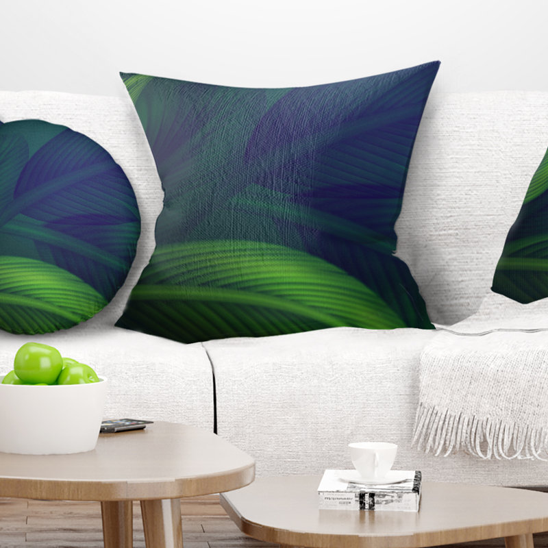 Fond de feuilles de jungle tropicale - coussin à imprimé floral, 16 po x 1 po, Coussin décoratif