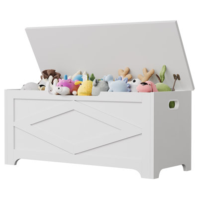 39.4" Storage Bench - Wooden Toy Chest with Safety Hinge, Multi-Functional Entryway & Living Room Storage, Easy Assembly