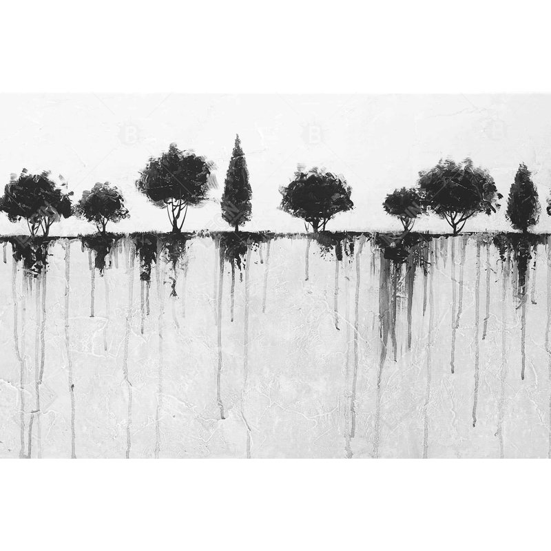 Abstract Black Trees - Monochrome Bedroom Canvas Decor