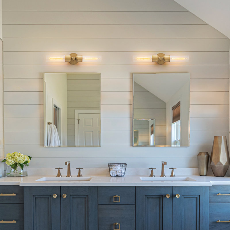 2-Light Ribbed Glass Wall Sconce
