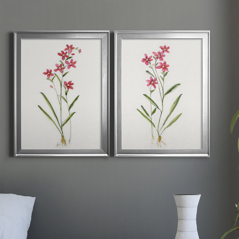 Delicate Pink I - ensemble de 2 reproductions d'art sur toile encadrées, Argent, H 22,5 po x l 61 po x P 1,5 po