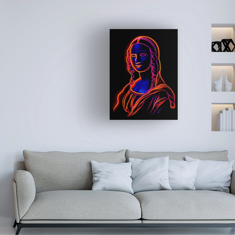Art sur toile «Bachelor Momart Neon Mona Lisa», H 19 po x l 14 po