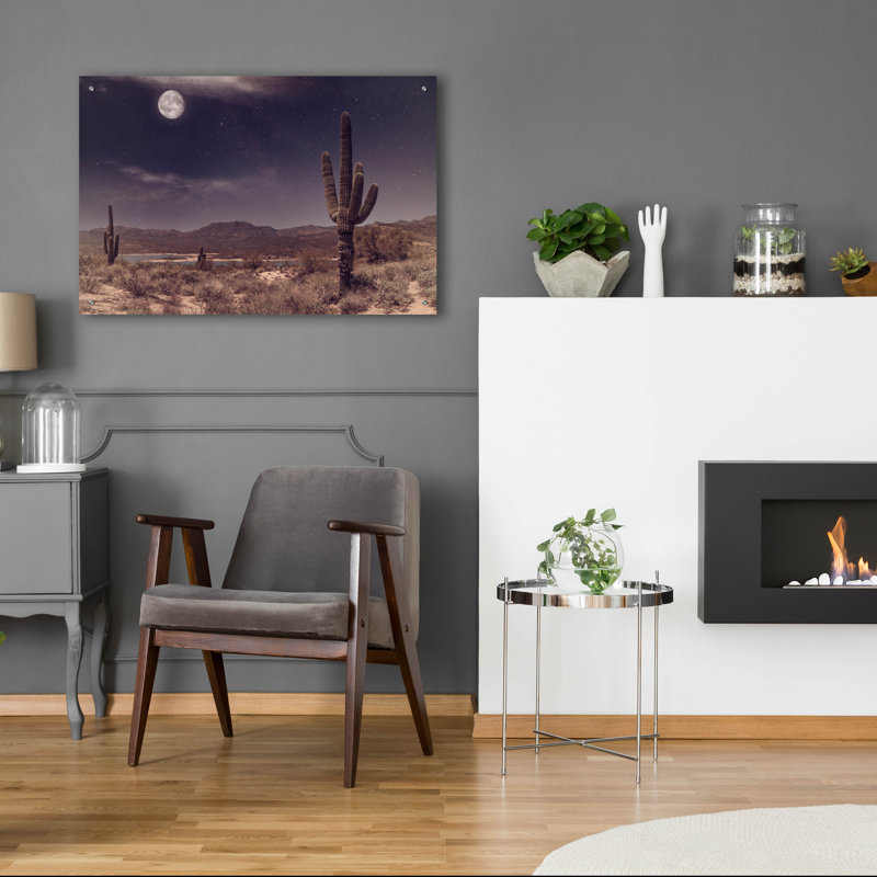 «Desert Moon» par Rick Berk, art mural en verre acrylique, H 24 po x l 36 po x P 0,2 po