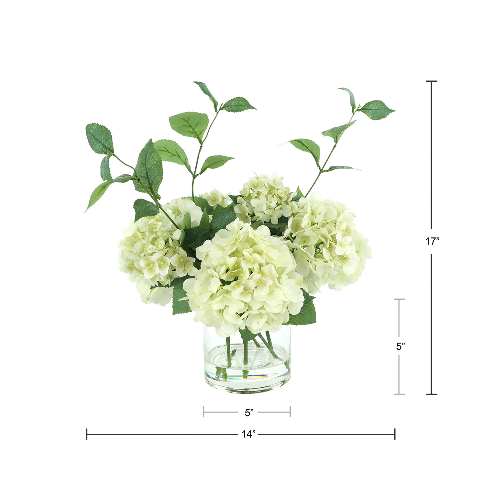 Hydrangea Floral Arrangement in Vase, White