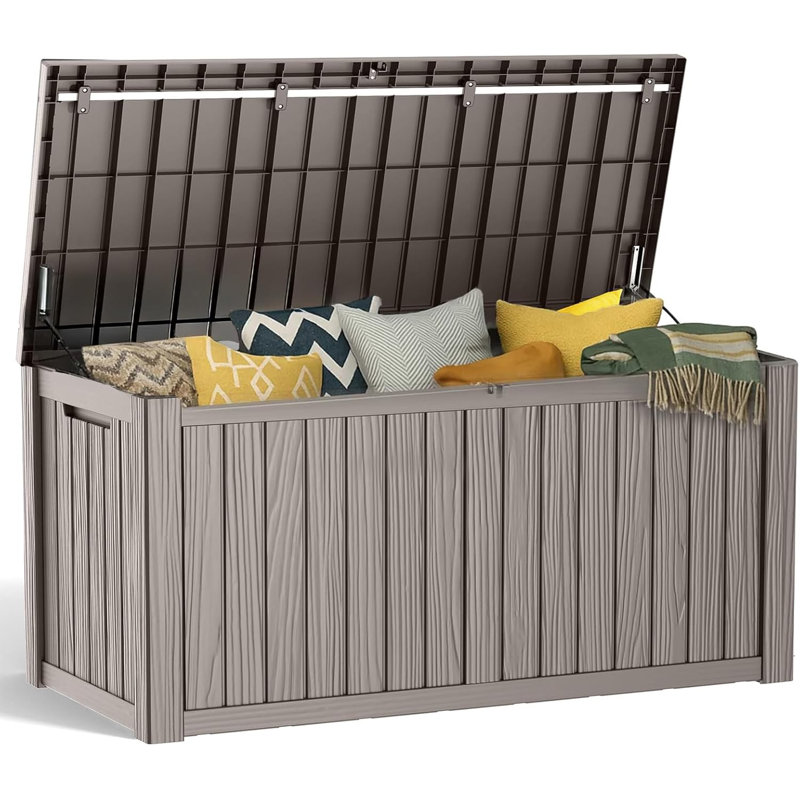 Boîte de rangement pour terrasse 150 gallons imperméable et verrouillable - brun, H 27,84 po x l 54,25 po x P 26,5 po, Brun