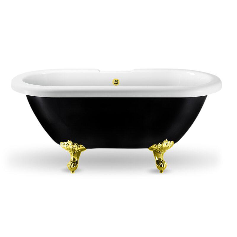 Baignoire de trempage sur pieds 59 po., Or poli, Or poli