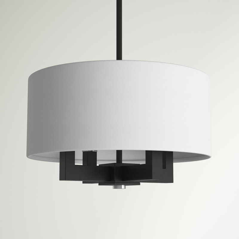 Litzy 4 - Light Dimmable Drum Chandelier, Black/Brush Nickel