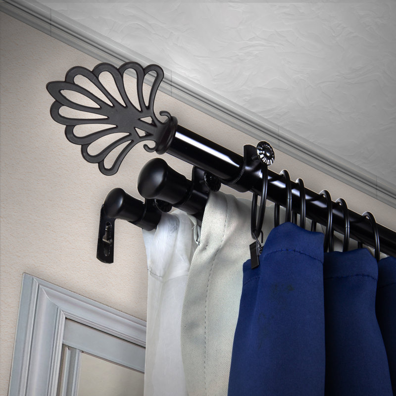 Ensemble de tringle à rideaux réglable 0,81 po Abinsa, 48" - 84", Noir