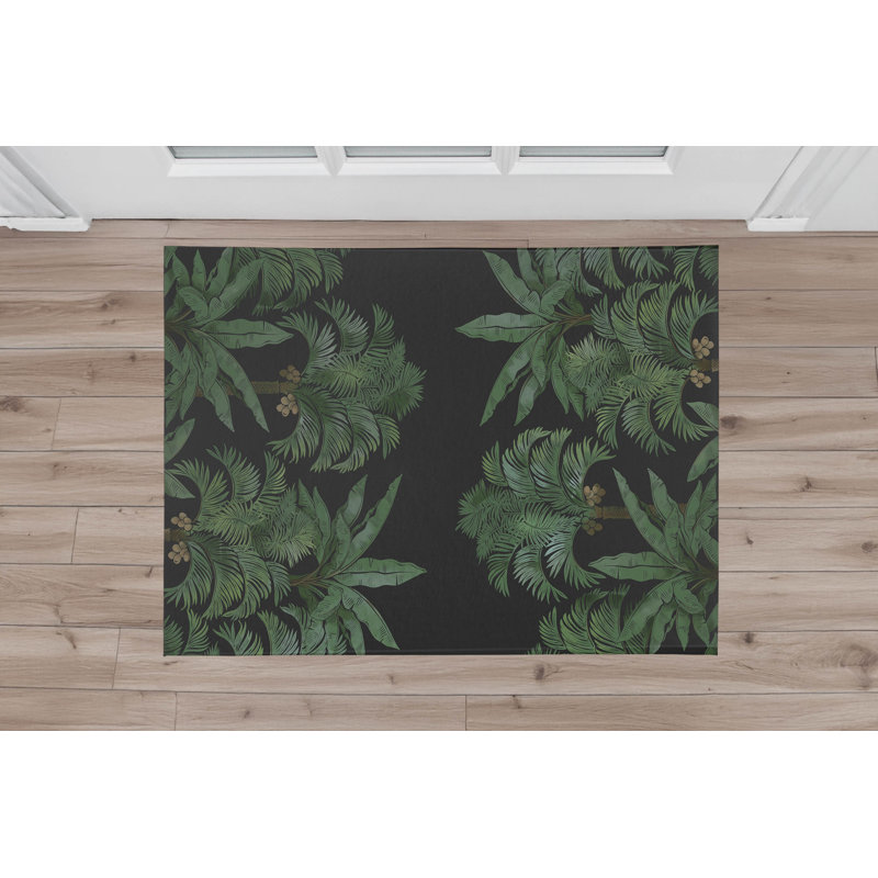 Paillasson intérieur antidérapant In the Jungle, Gris anthracite, L 48 po x L 72 po